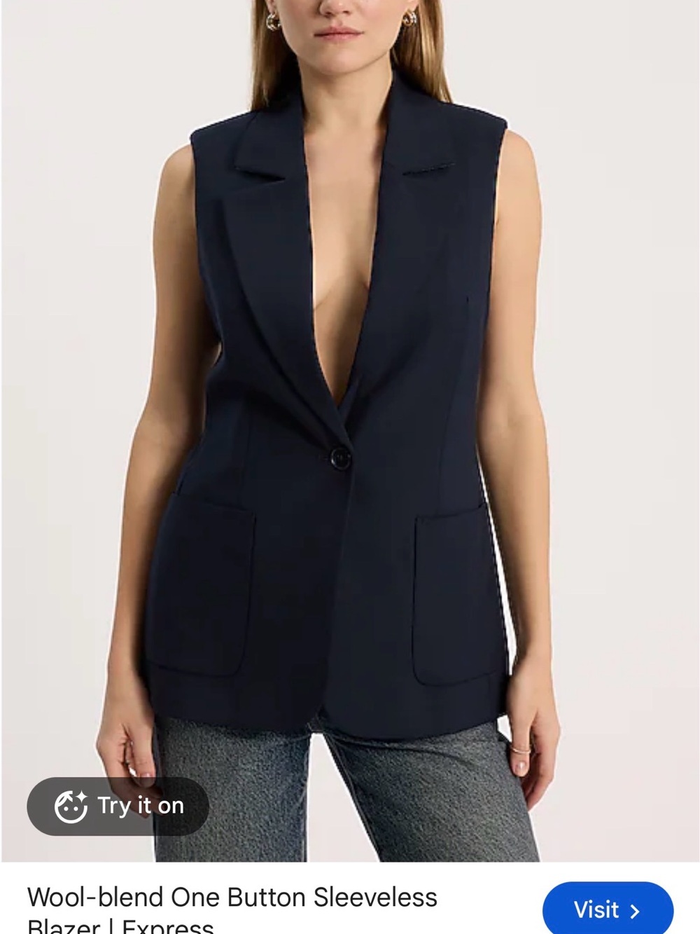 Express Sleeveless One-Button Blazer Vest